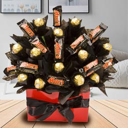 Yummy Bouquet of Mars and Ferrero Rocher Chocolate