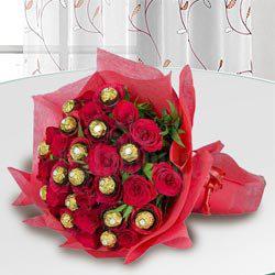 Exclusive Bouquet of Ferrero Rocher Chocolate with Roses