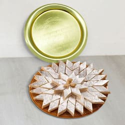 Mouth Watering Kaju Katli with Golden Plated Thali