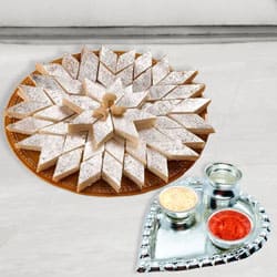 Paan Shaped Thali n Haldirams Kaju Katli