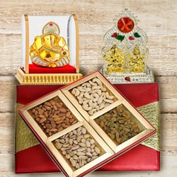 Delicious Dry Fruits Gift Box with Mandap and Vighnesh Ganesha Idol