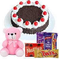 Black Forest Cake with Teddy N Mixed Cadbury Chocolates