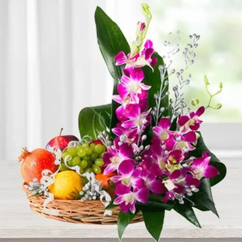 Order Online Flowers N Mixed Fruits Basket