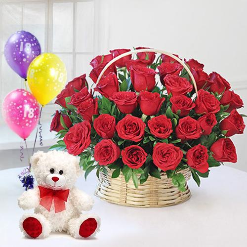 Send Radiant Red Roses Arrangement with Ferrero Rocher Chocolates to ...