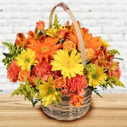 Attractive Basket of Seasonal Flowers