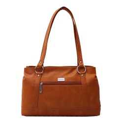 Amazing Ladies Tan Color Office Bag with Front Zip Pocket