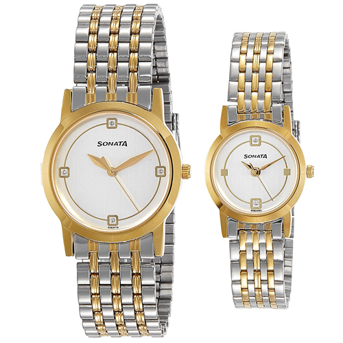 Striking Sonata Analog Multi Color Dial Couple Watch to India